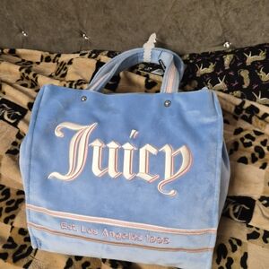 UK Juicy Couture Blue Velvet Tote Bag